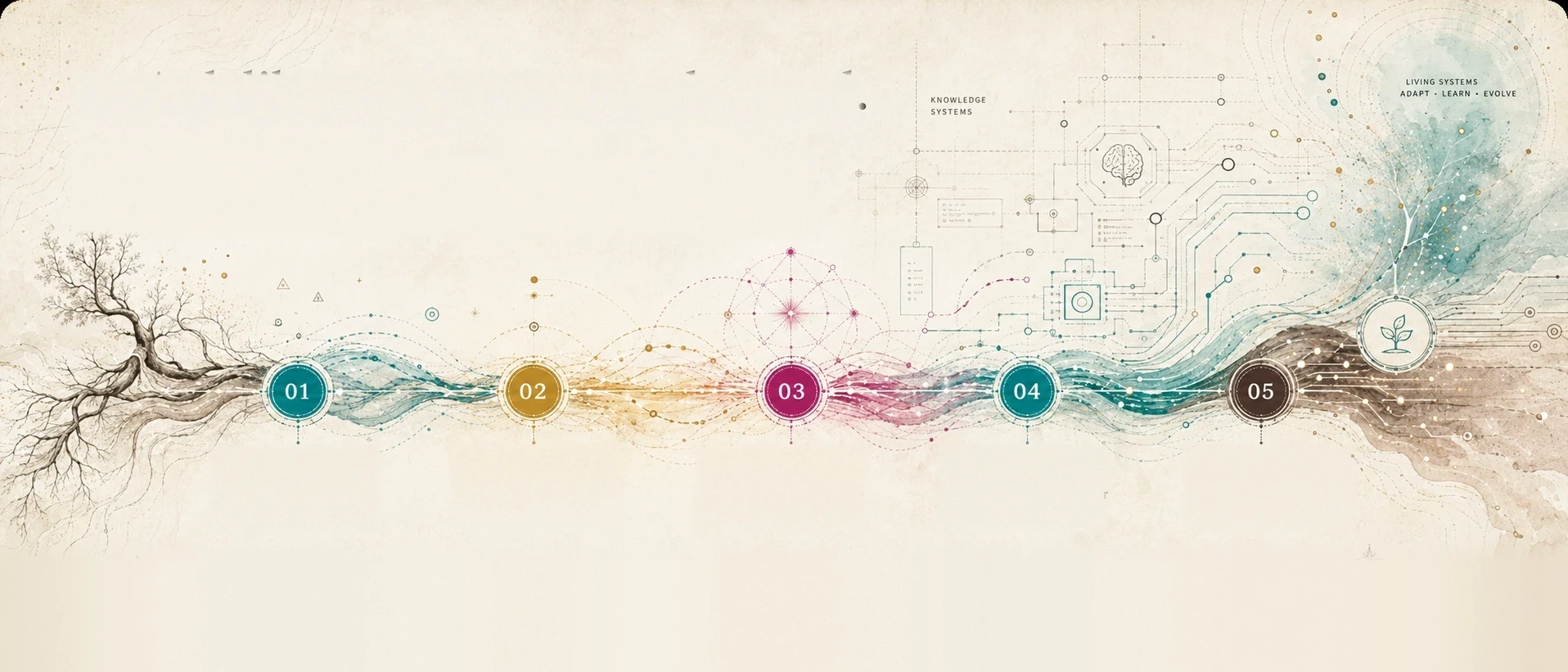 A deliberate process from friction to living systems: Discover, Clarify, Organize, Implement, Steward.